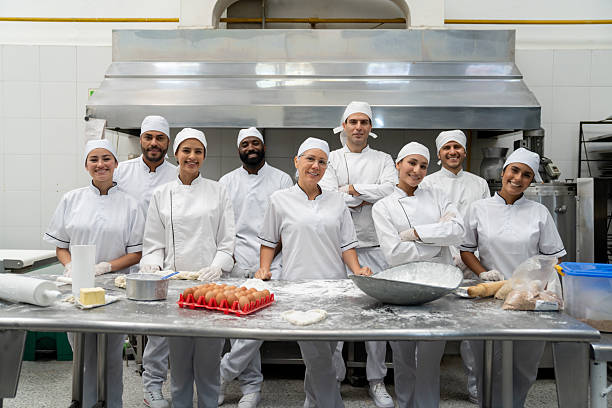 Happy bakery team staff